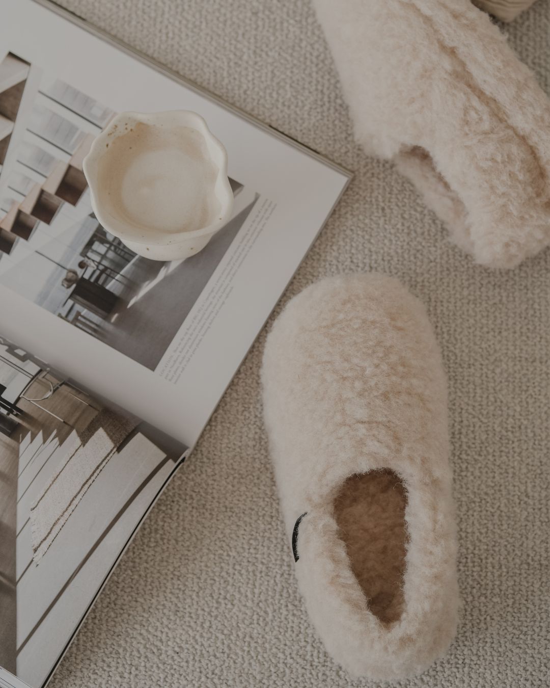 Ulltøfler i merinoull – Beige