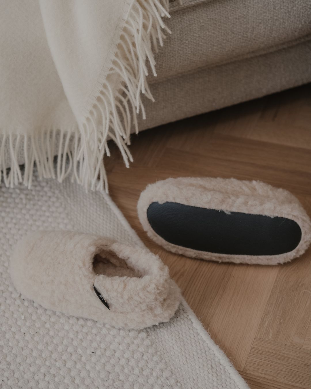 Ulltøfler i merinoull – Beige