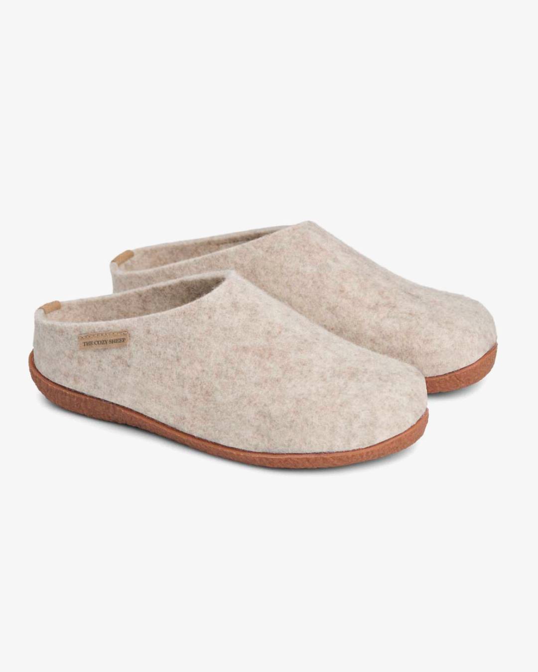 Tøffel med gummisåle – Beige