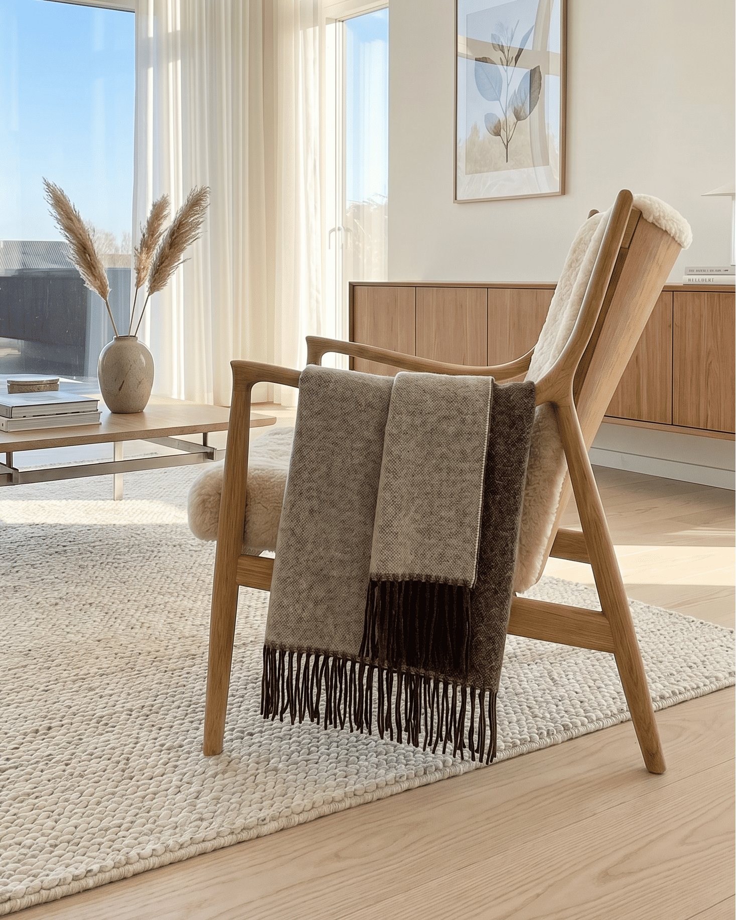 Ullpledd 140 x 200 cm – Brun/Krem