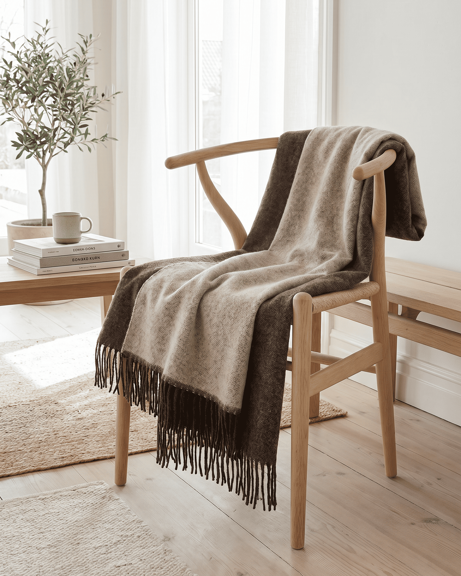 Ullpledd 140 x 200 cm – Brun/Krem