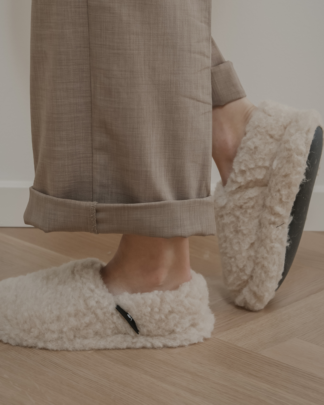 Ulltøfler i merinoull – Beige
