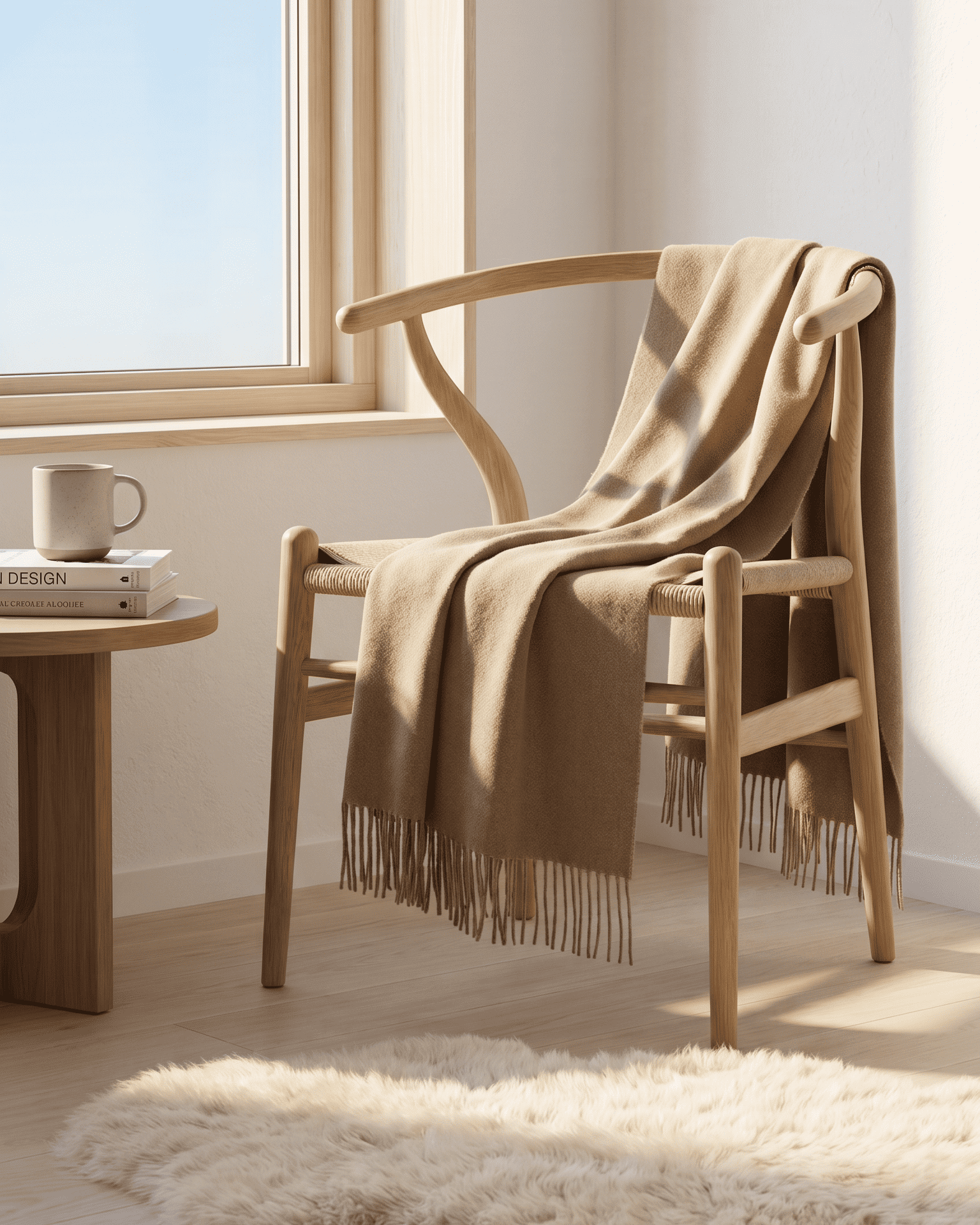Uldplaid 140 x 200 cm - Lys brun - The Cozy Sheep
