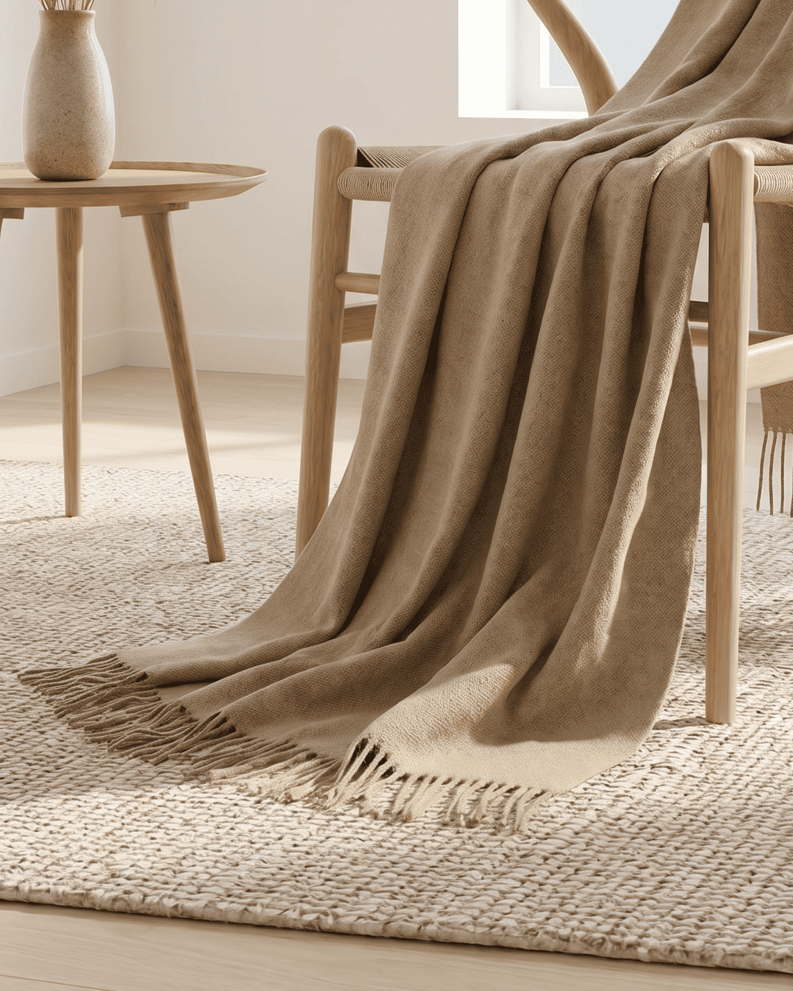 Uldplaid 140 x 200 cm - Lys brun - The Cozy Sheep