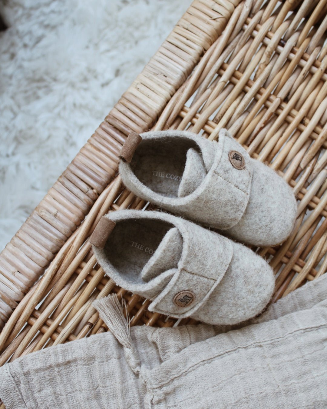 Hjemmesko uldfilt - Børn (Beige) - The Cozy Sheep