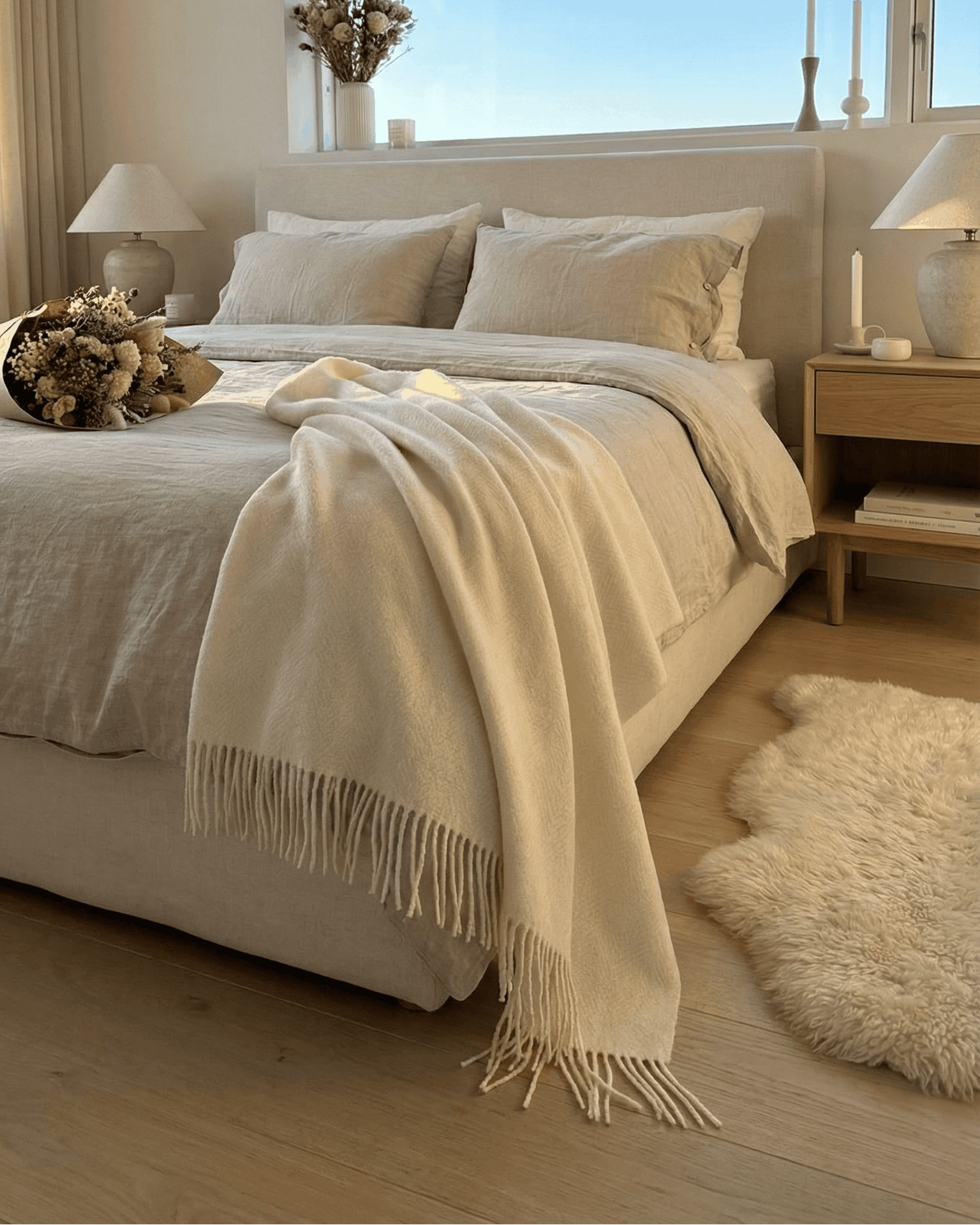 Uldplaid 140 x 200 cm - Creme - The Cozy Sheep