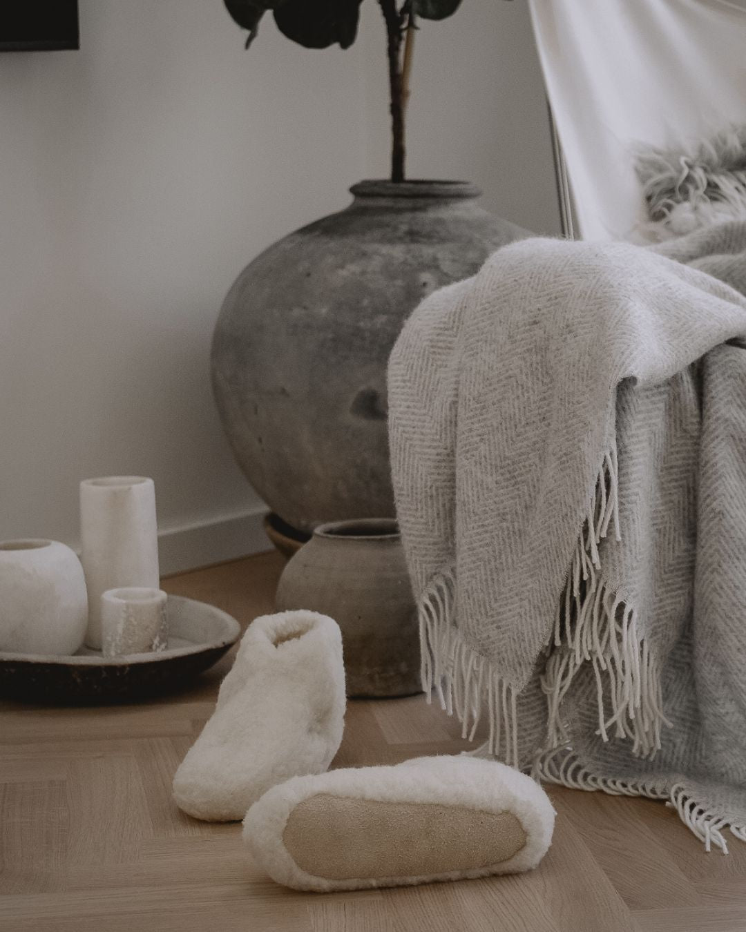 Uldplaid 140 x 200 cm - Lysegrå - The Cozy Sheep